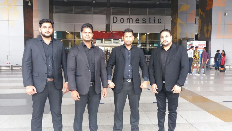 Bodyguard Bouncers for very famous celebrity waiting at Delhi Airport